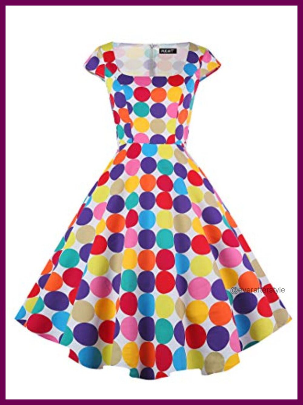 1950s Retro Swing Cocktail Dress A-Line Cap Sleeve Scoop Neck Vintage Style